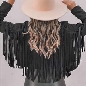 Fringed Black Leather Jacket